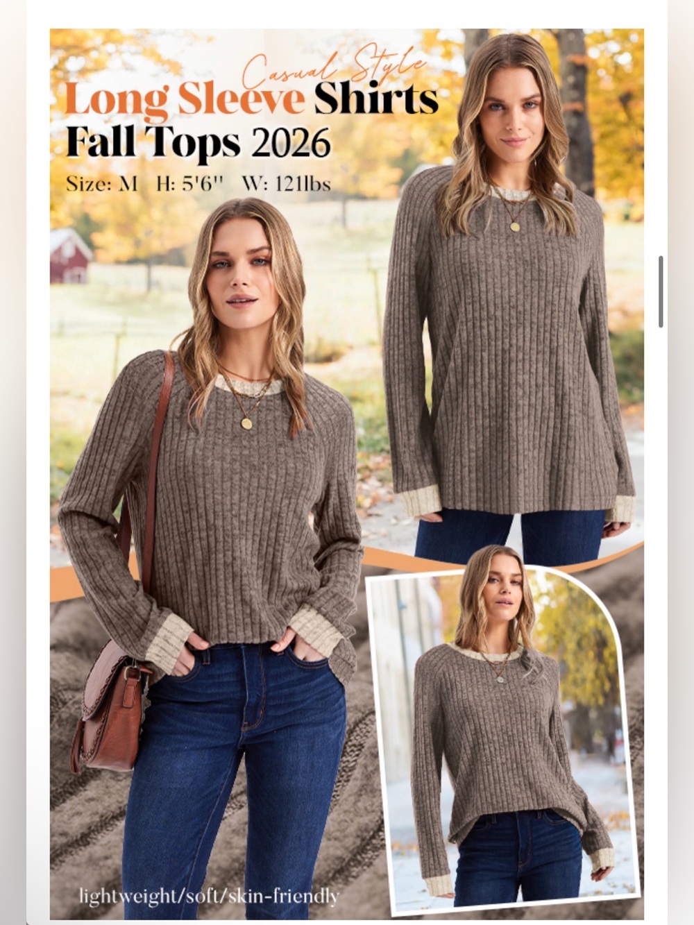 WIHOLL Long Sleeve Shirts for Women Lightweight Sweaters Fall Outfits 2026 Color